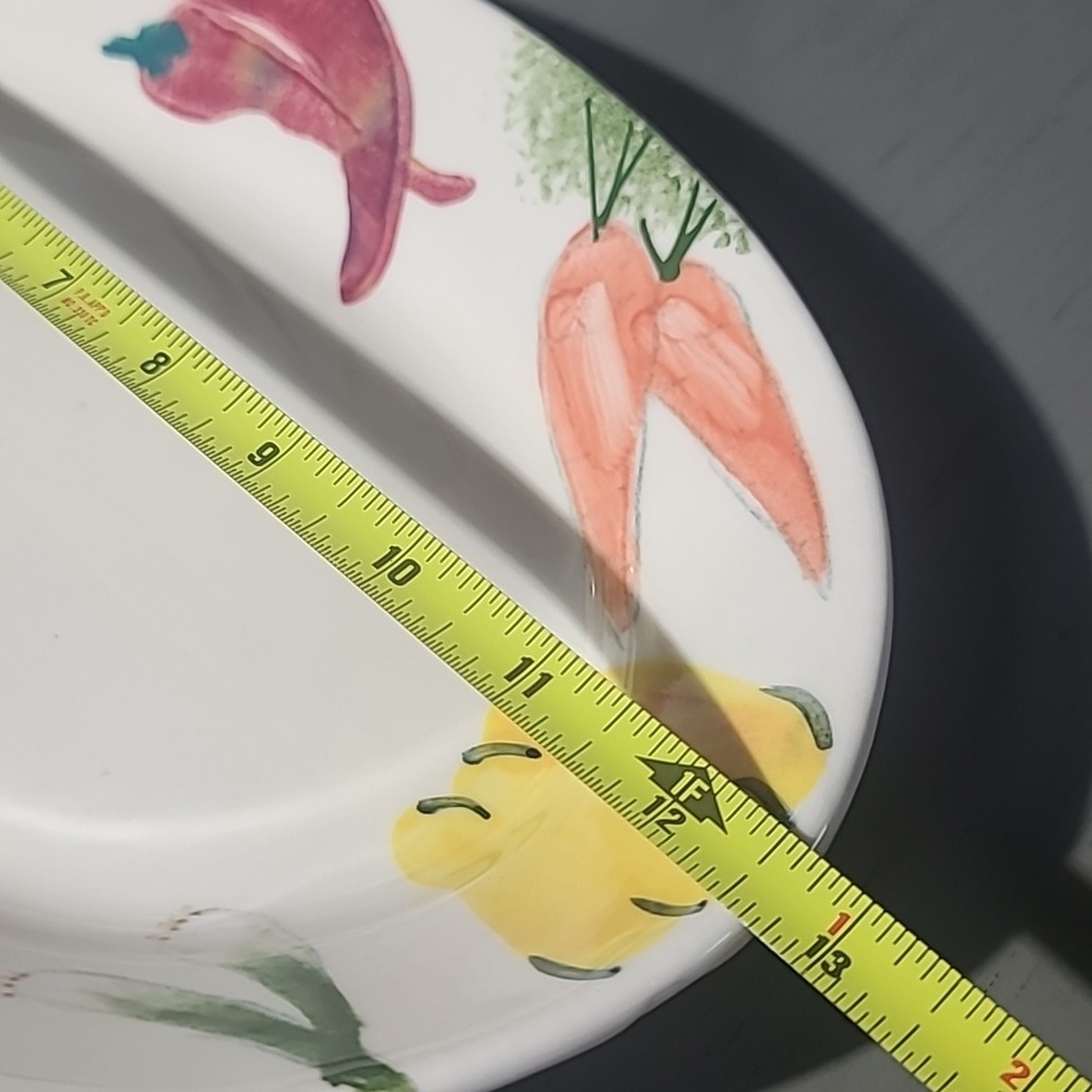 vintage Hartstone Pottery oval serving platter hand-painted With 3 Pepper Crocks - Picture 12 of 12